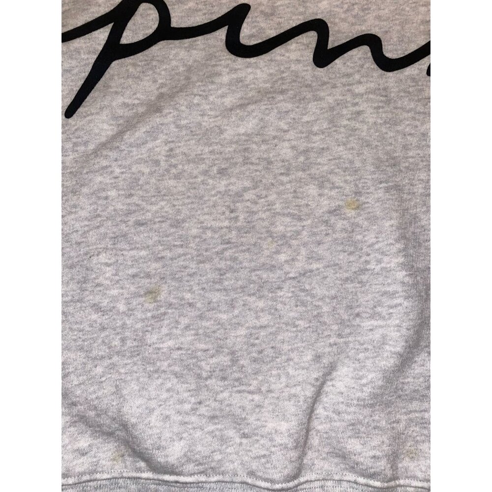 PINK Victoria's Secret Light Gray Cropped Sweatshirt with Black Script - Picture 5 of 5